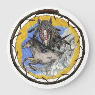 Horloge murale de mustang de temps de Lakota de