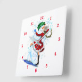 Horloge murale de Noël avec Snowman et Girl Dance (Angle)