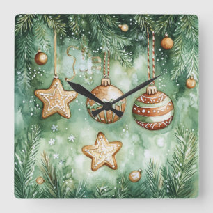 Horloge murale de Noël élégante – Temps hivernal f