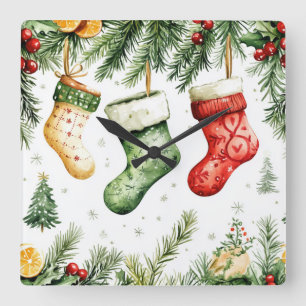 Horloge murale de Noël élégante – Temps hivernal f