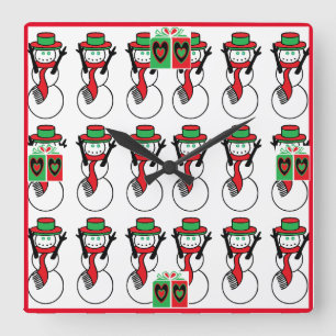 Horloge murale de Noël en acrylique avec bonhommes