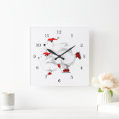 Horloge murale de Noël Joyeux ours de famille (Maison)