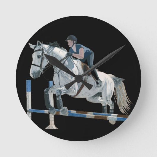 Horloge murale de noir de chasseur/cheval de (Recto)