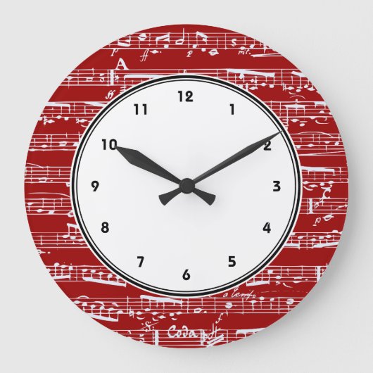 Horloge murale de notes musicales rouges avec chif (Recto)
