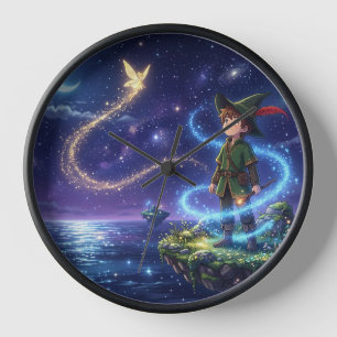 Horloge murale de nuit de fée magique