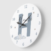 Horloge murale de nurserie avec initiale de monogr (Angle)