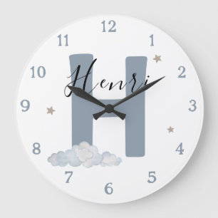 Horloge murale de nurserie avec initiale de monogr
