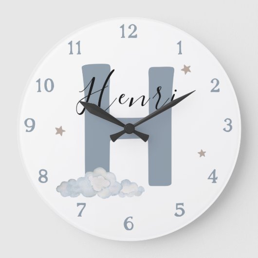 Horloge murale de nurserie avec initiale de monogr (Recto)
