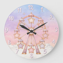 Horloge murale de nurserie Cirque Pastel