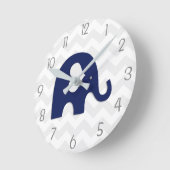 Horloge murale de nurserie éléphant gris bleu mari (Angle)