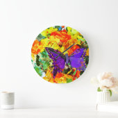 Horloge murale de papillon pourpre du jardin de fl (Maison)
