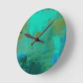 Horloge murale de peinture bleue et verte Art Abst (Angle)
