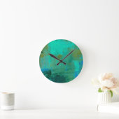 Horloge murale de peinture bleue et verte Art Abst (Maison)