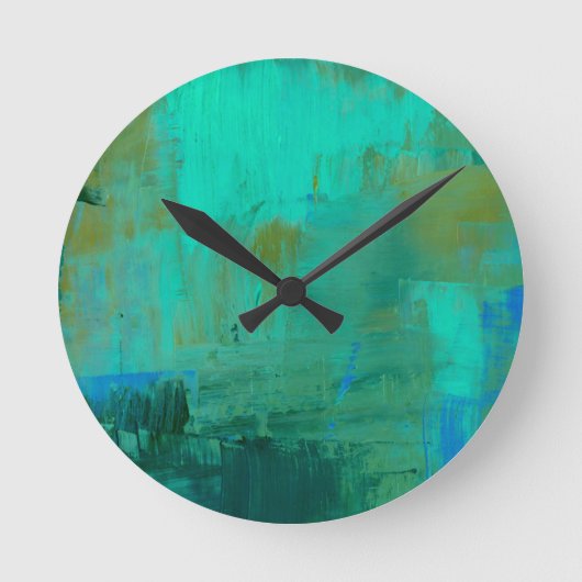 Horloge murale de peinture bleue et verte Art Abst (Recto)