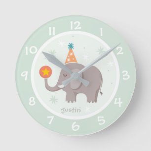 Horloge murale de pépinière pour enfants éléphant