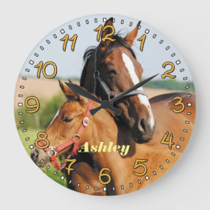Horloge murale de Personalizable de cheval et de