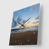 Horloge murale de plage de coucher de soleil océan (Angle)