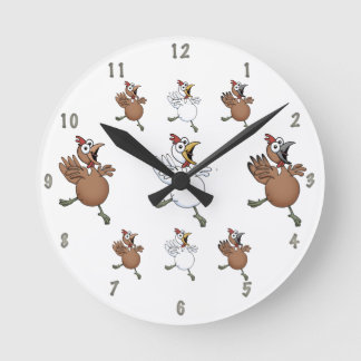 Horloge murale de poulets de bande dessinée