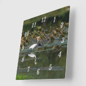Horloge murale de réflexion de l'aigle blanc (Angle)