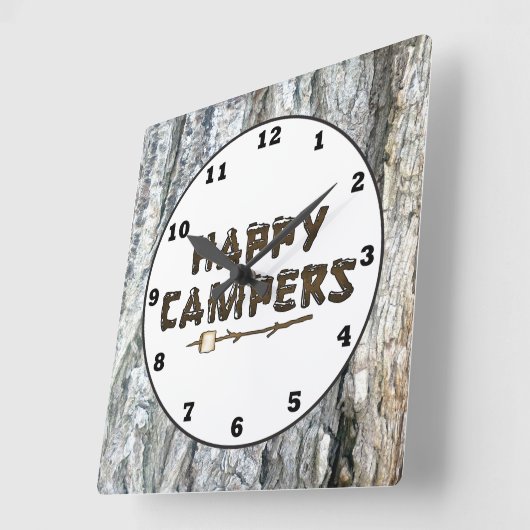 Horloge murale de Rustic Happy Campers (Angle)