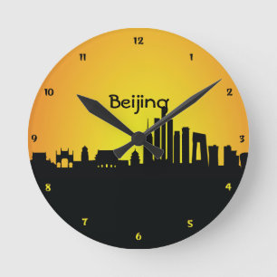 Horloge murale de silhouette de nuit de paysage