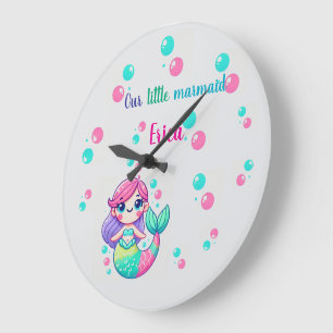 Horloge murale de sirène colorée personnalisée