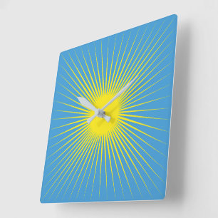 Horloge murale de Sunburst Jaune