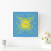 Horloge murale de Sunburst Jaune (Maison)