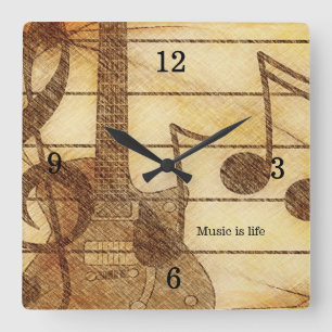 Horloge murale de thème de musique de guitare