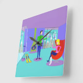 Horloge murale de vacances de ski rétros (Angle)