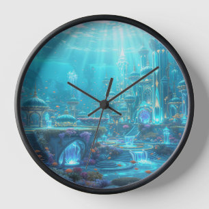 Horloge murale de ville sous-marine fantastique