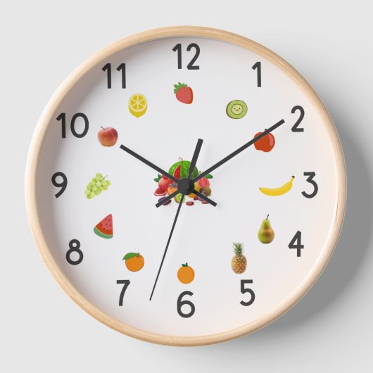 « Horloge murale décorative de cuisine aux fruits (Recto)