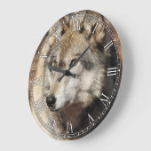 Horloge murale décorative de loup gris (Angle)