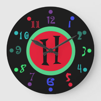 Horloge murale décorative de monogramme lunatique