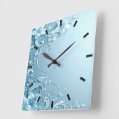 Horloge murale décorative florale bleue (Angle)