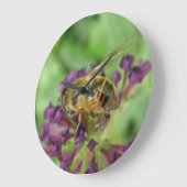 Horloge murale des abeilles et des fleurs violette (Angle)