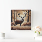 Horloge murale des cerfs d'automne (Maison)