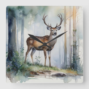 Horloge murale des cerfs de forêt