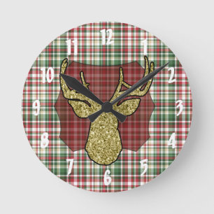 Horloge murale des cerfs en or de Tarn Plaid XMAS