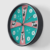 Horloge murale des chats noirs modernes du milieu  (Angle)