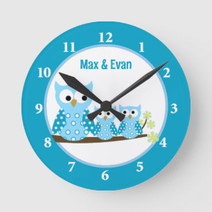Horloge murale des Chouettes Bleues