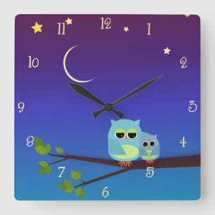 Horloge murale des Chouettes du soir