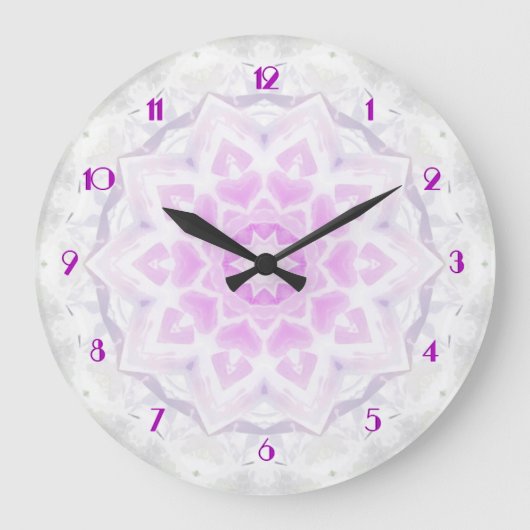 Horloge murale des Coeurs Kaleidoscope rose et bla (Recto)