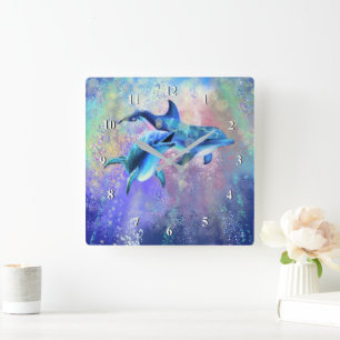 Horloge murale des dauphins Heureux couple