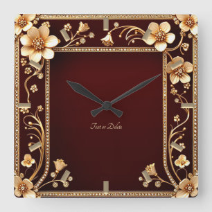 Horloge murale des fleurs dorées de Bourgogne
