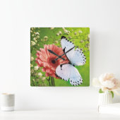 Horloge murale des fleurs et des papillons (Maison)