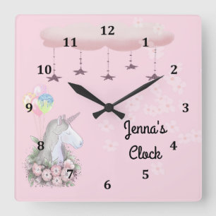 Horloge murale des jeunes filles avec licorne
