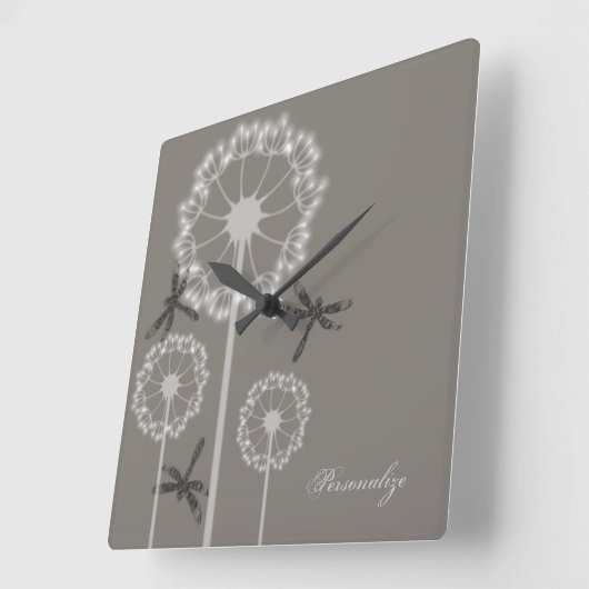 Horloge murale des libellules grises (Angle)