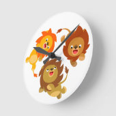 Horloge murale des Lions de caricature impeccable (Angle)