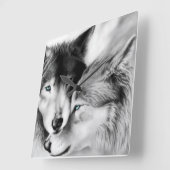 Horloge murale des loups amoureux (Angle)